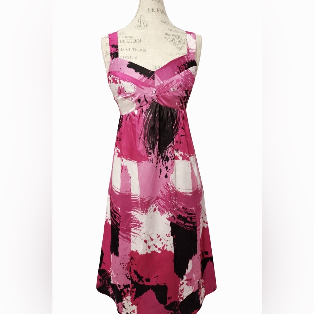 🌸 The Limited Stunning Abstract Silky Dress Sz 4 Pink Black White 🌸 - Picture 1 of 4